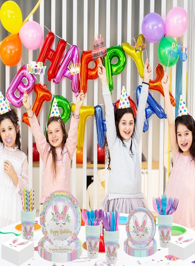 ميهوفوند مجموعة MEHOFOND المكونة من 192 قطعة من زينة عيد ميلاد الأرنب، تتضمن أطباق ومناديل عيد الفصح، ولوازم حفلات عيد ميلاد الأرنب بألوان قوس قزح، وأطباق عيد الفصح الربيعية، وأدوات مائدة لحفلات الأرنب. - Image 5